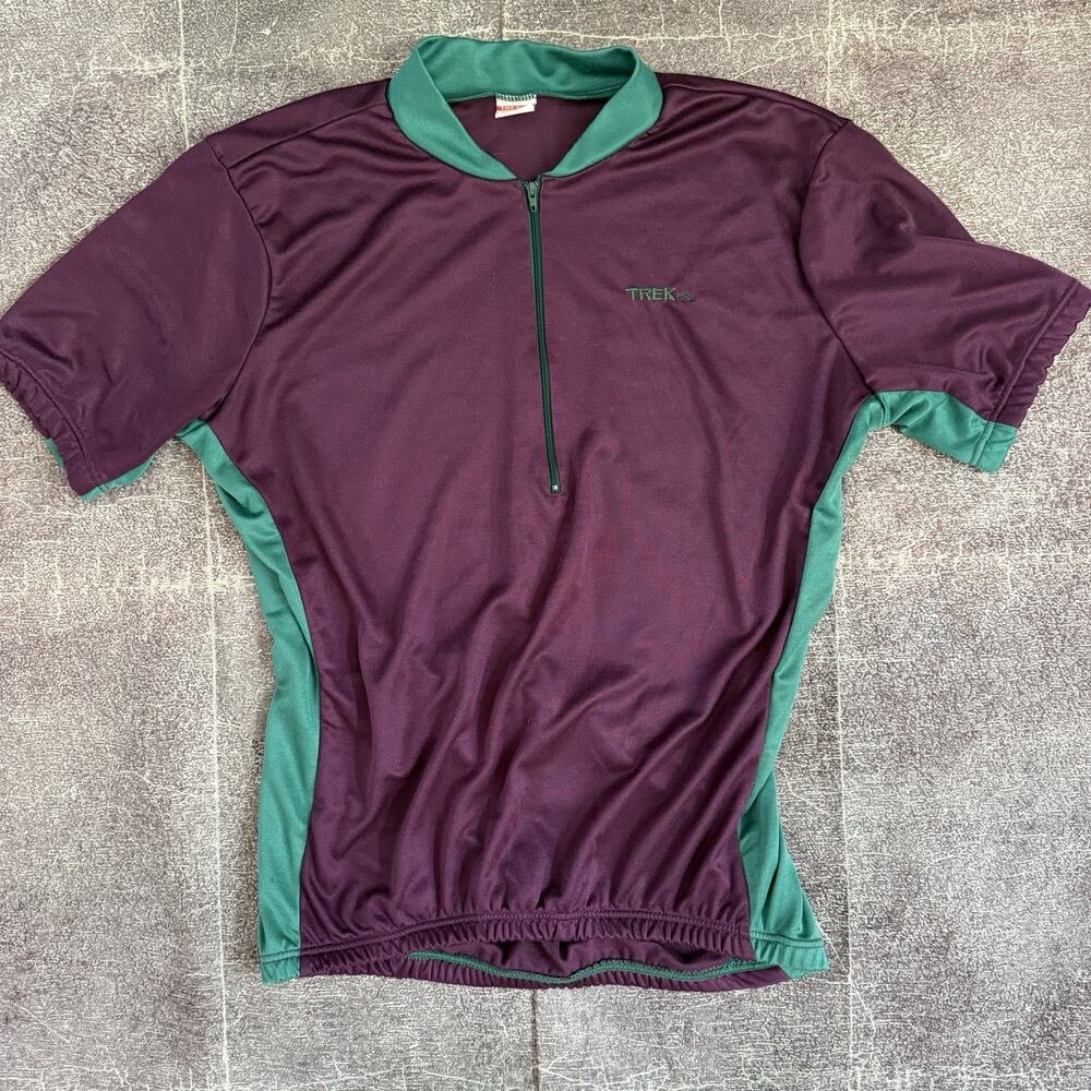 Men's Vintage 90's Trek USA Purple Green Color Block Cycling Bike Jersey Sz L